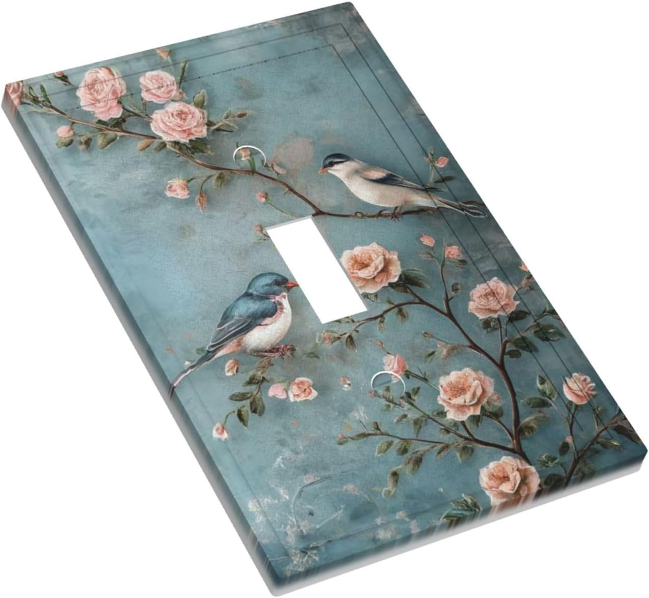 Placa interruptor con aves flores decorativa campestre