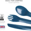 Set cubiertos plástico entrelazados camping azul marino