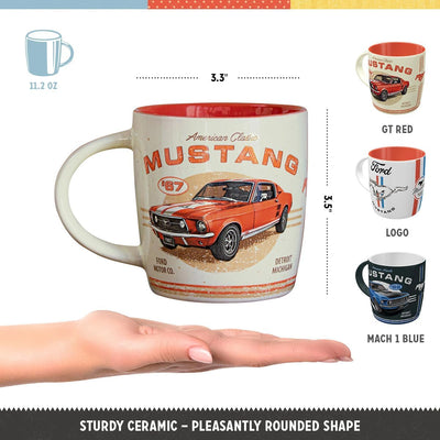 Taza café retro Ford Mustang Set 2 set 3 cerámica vintage
