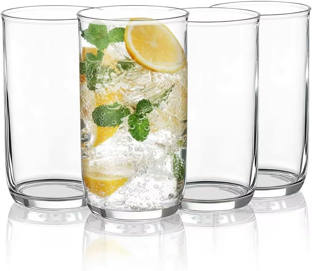 Set 4 Vasos Collins Plástico PET Transparente 14oz Reutilizable