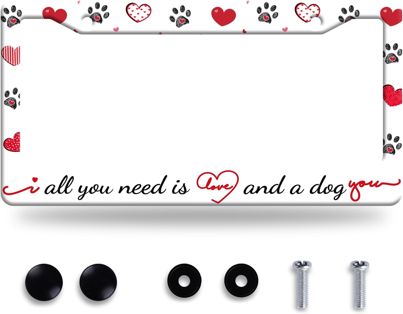Marco matrícula perro All You Need is Love acero inox