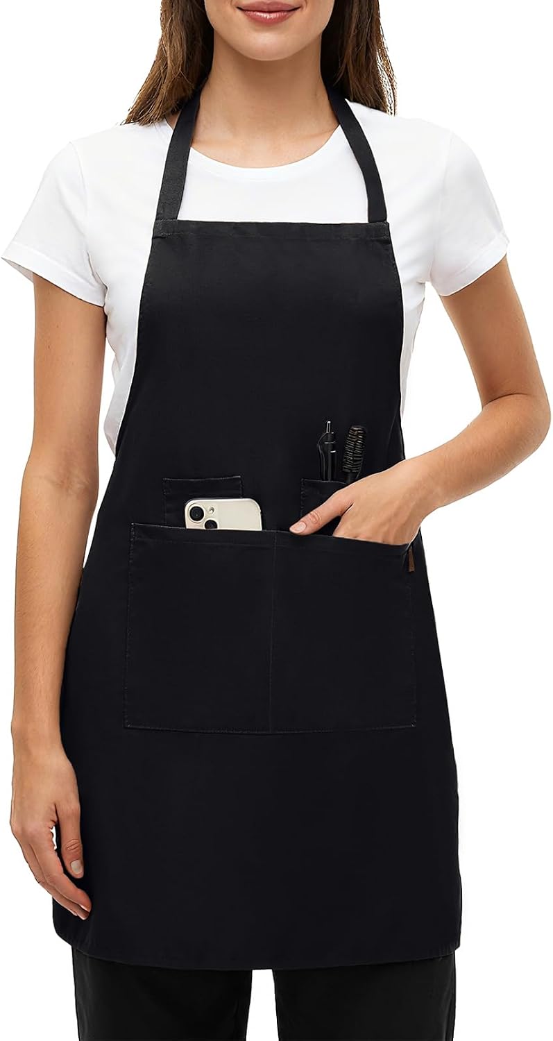 Delantal lona 9.17oz 4 bolsillos unisex para cocinar jardinería
