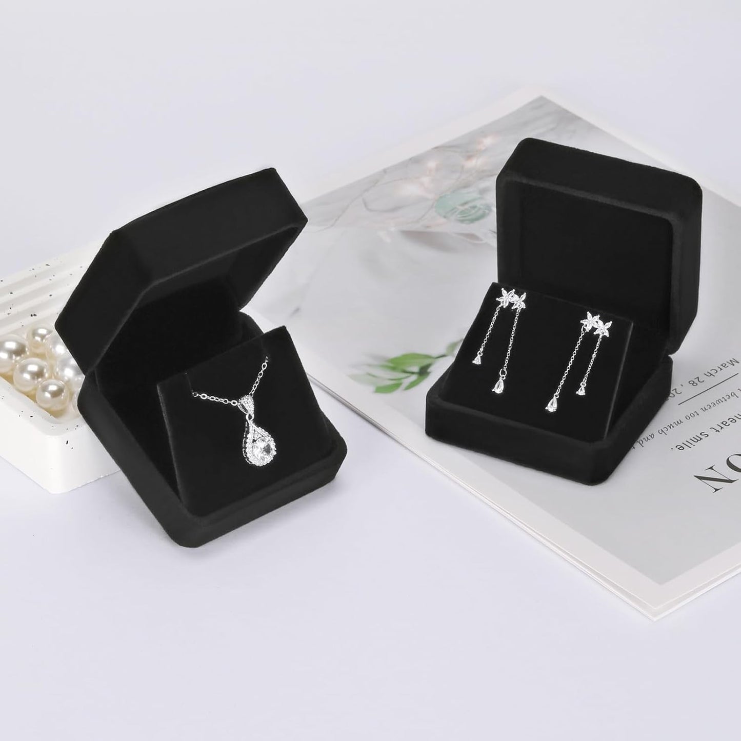 Estuche joyas terciopelo 2 pzas con soporte