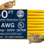 Extensión cable amarillo 50ft SJTW enchufe trabajo pesado