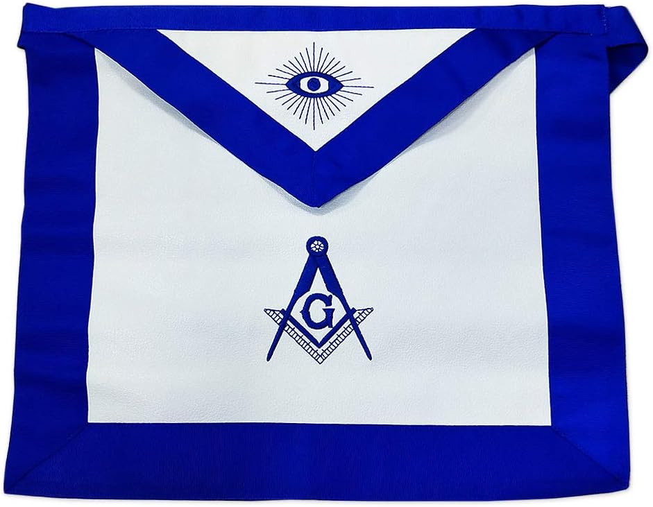 Delantal Masónico Cuero Sintético Azul Cinta Grosgrain Bordes