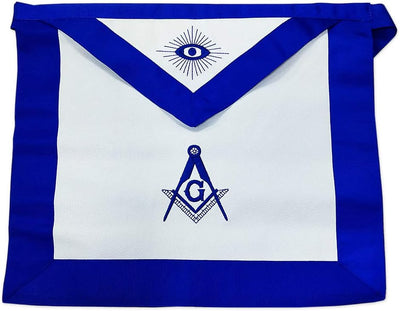 Delantal Masónico Cuero Sintético Azul Cinta Grosgrain Bordes