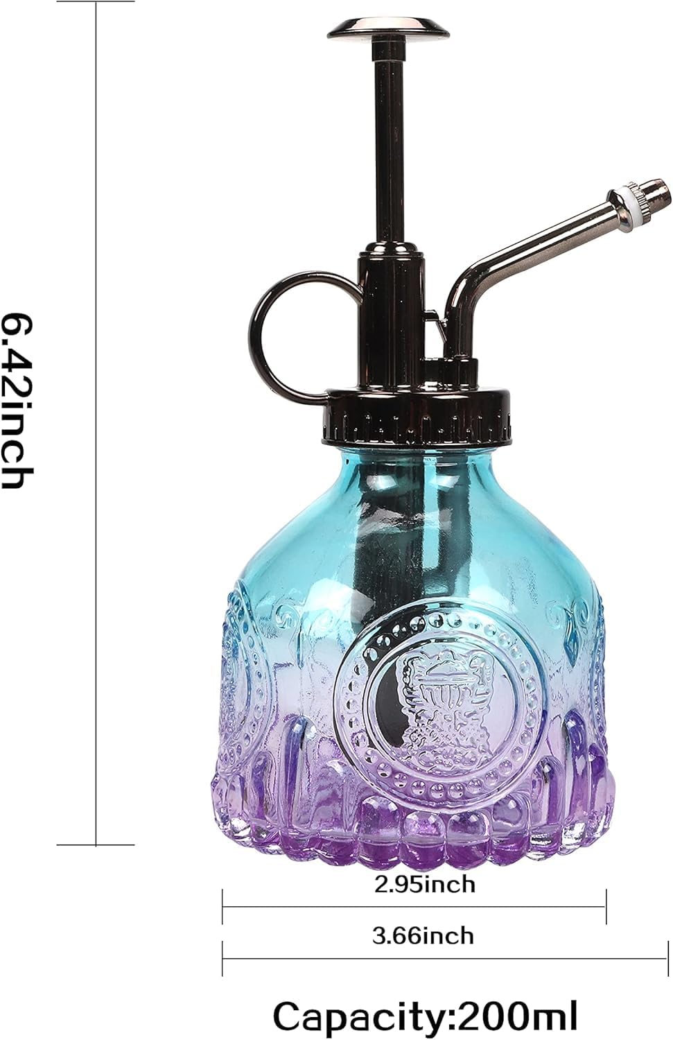 Botella rociadora vidrio 6.8oz con bomba regadera interior exterior