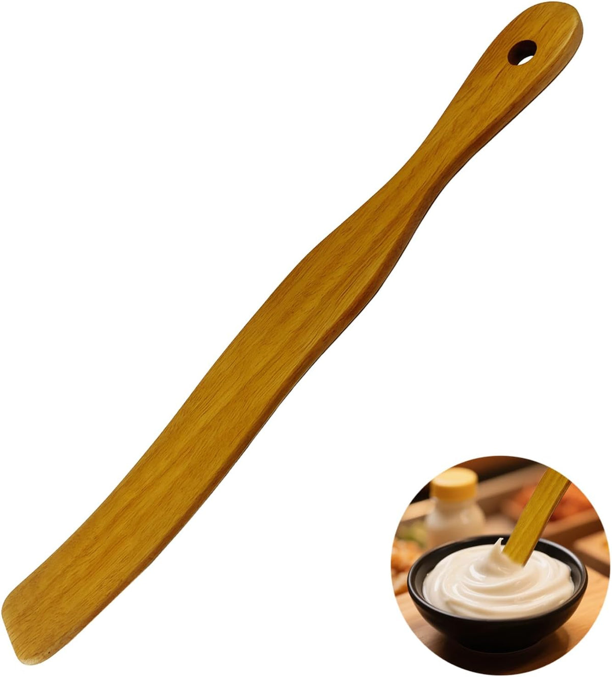 Espátula madera con agujeros para masa madre cocina