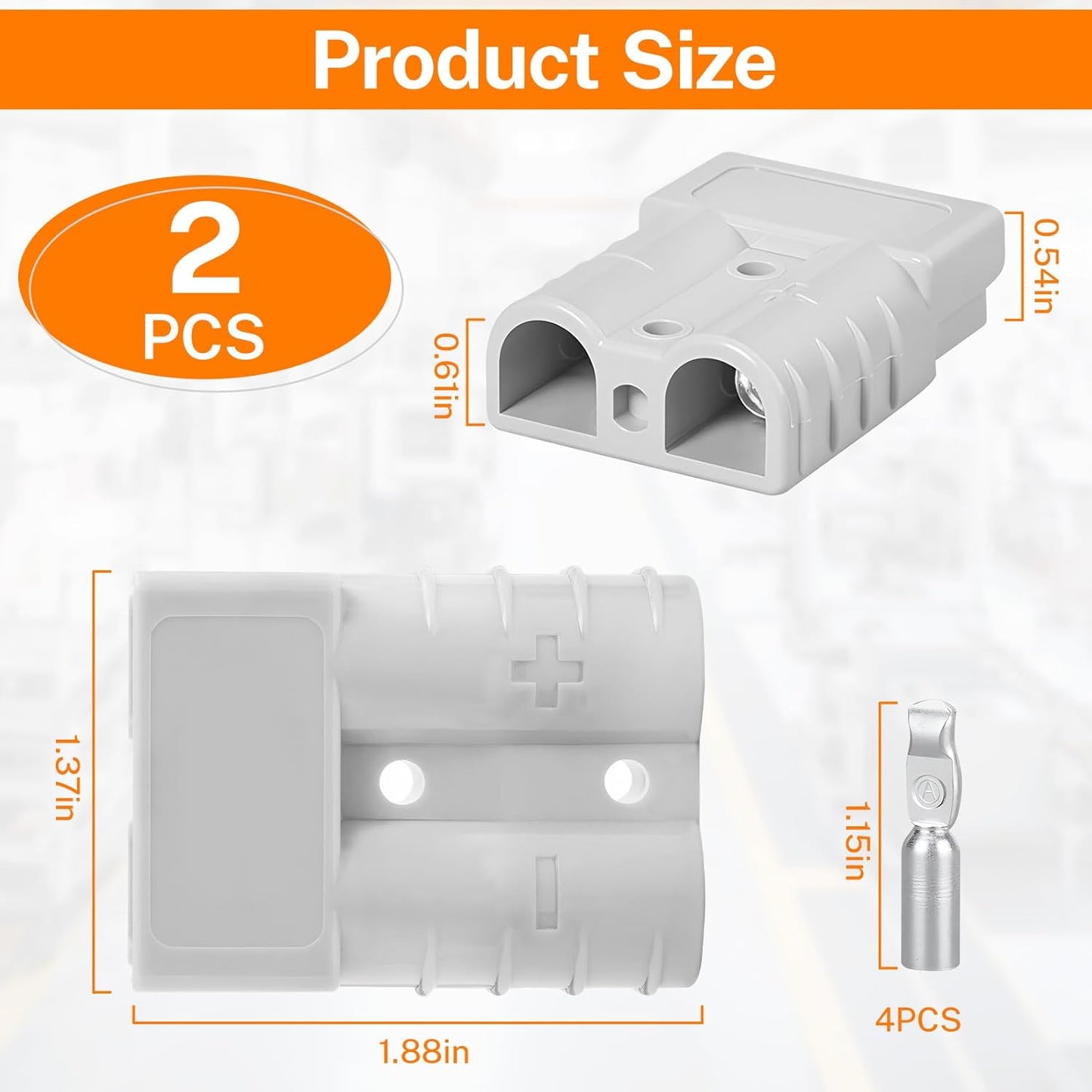 2 Pzas Conectores Batería 50A 600V Comp Anderson 8-12 AWG