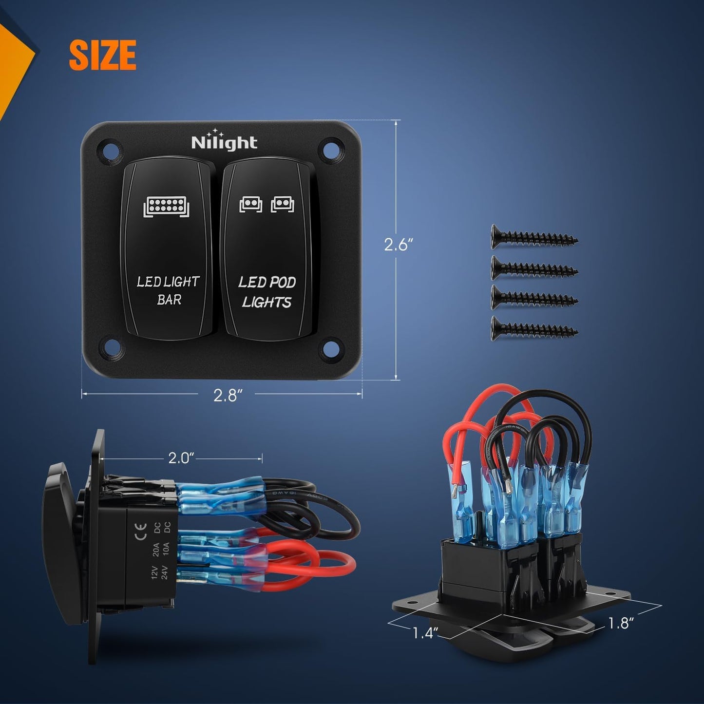 Interruptor basculante LED aluminio 12/24V 5 pines con luces