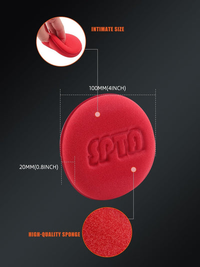 10 Almohadillas Cera Espuma 4pulg Rojo para Detallar Auto