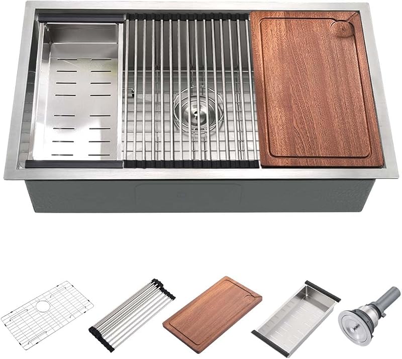 Fregadero cocina acero inox 25x19pulg con tabla cortar
