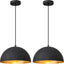 Lámpara colgante industrial negro grano dorado pack 2