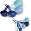 Juego tazas y cucharas medidoras azul con anillo anidado