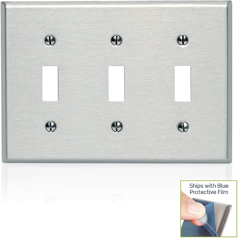 Placa pared interruptor palanca 3 segmentos acero inox
