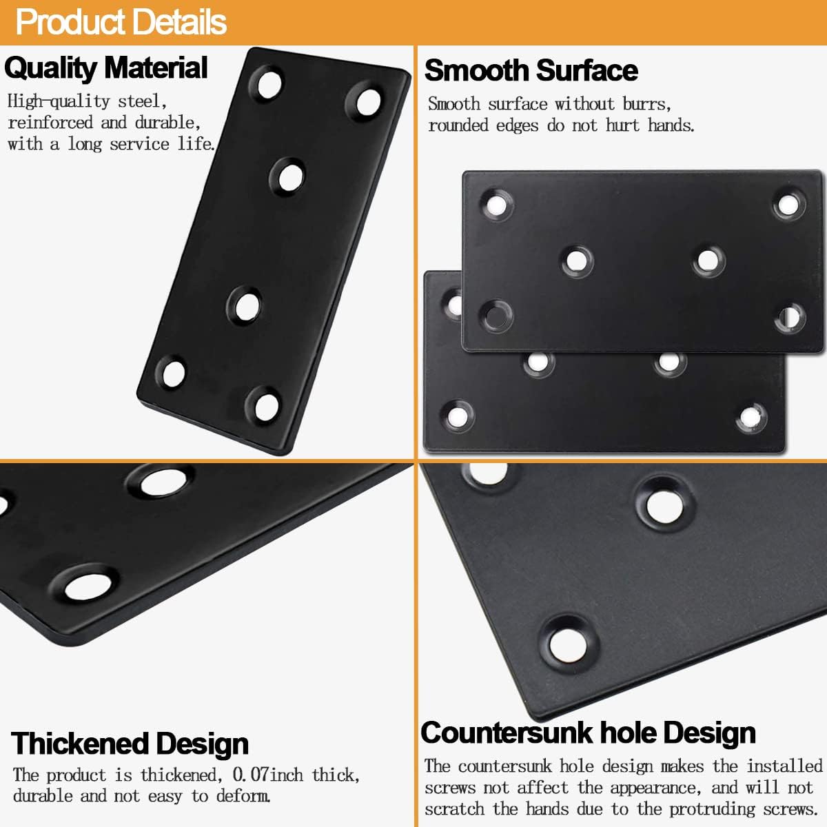 20 Pzas Placas Reparación Madera 4x2pulg Acero Inox