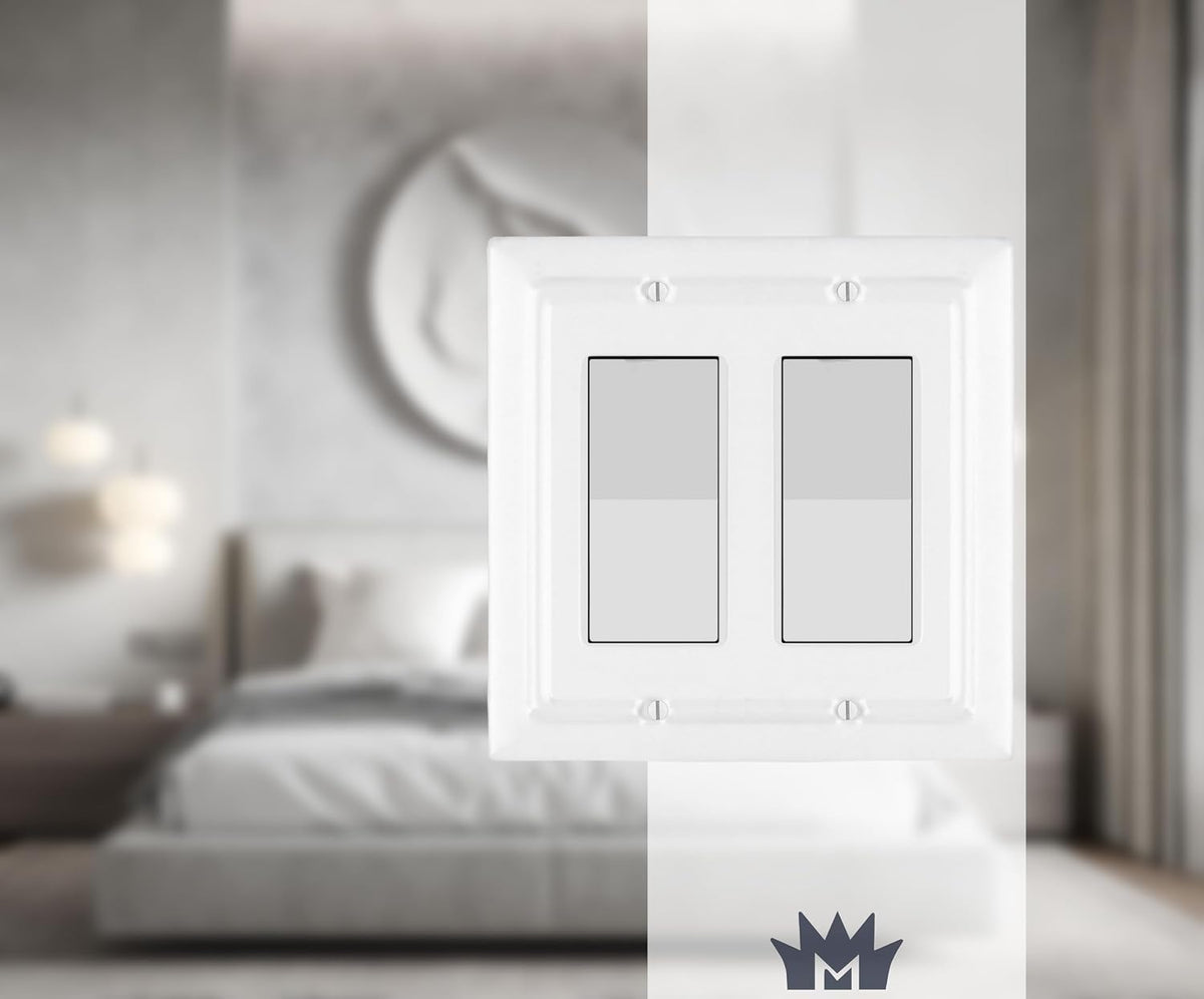 Placa pared basculante 2 segmentos metal interruptor blanco