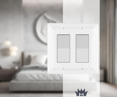 Placa pared basculante 2 segmentos metal interruptor blanco