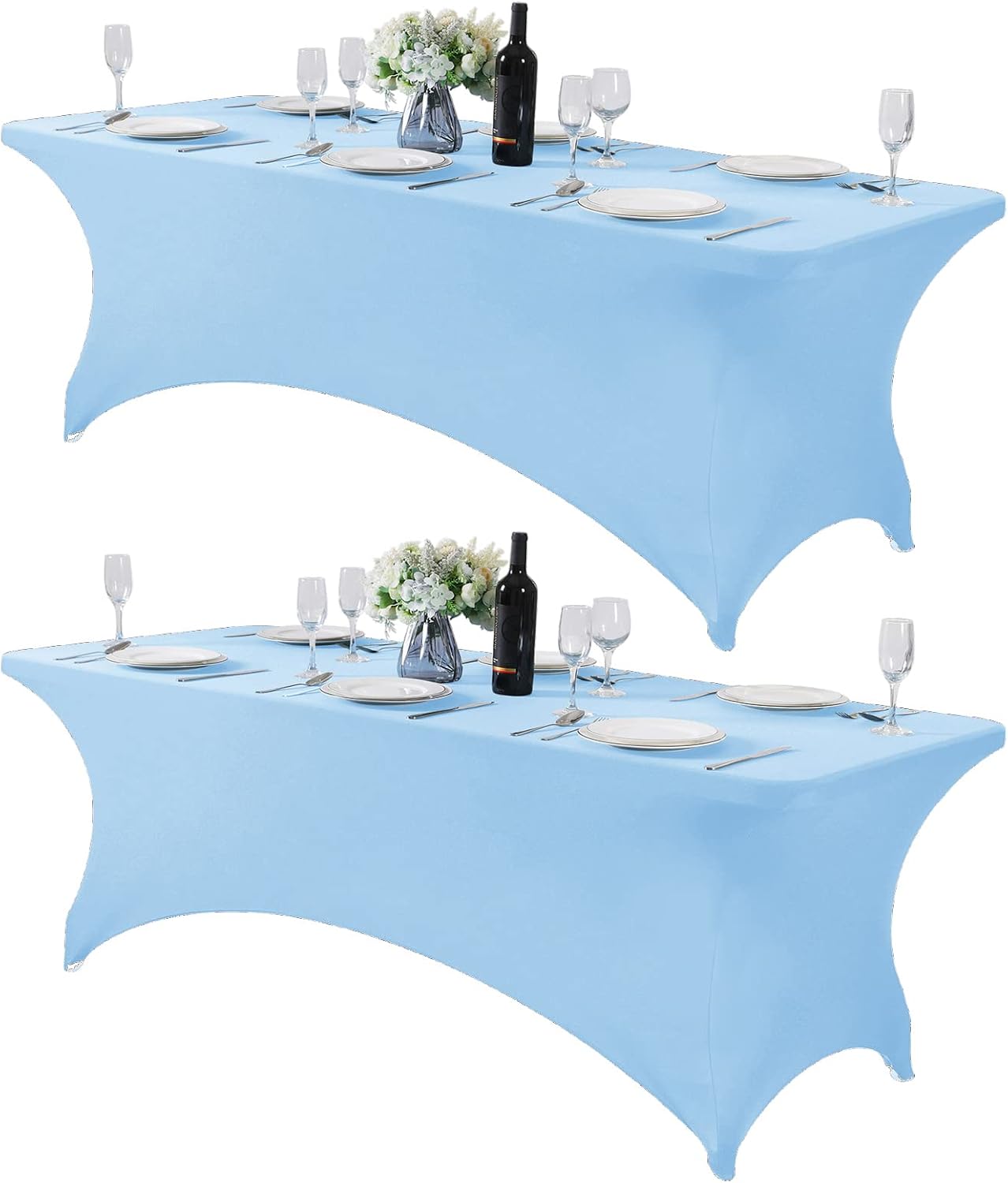 2 Manteles Elastano Universal 8x4x6ft Color Niebla Azul