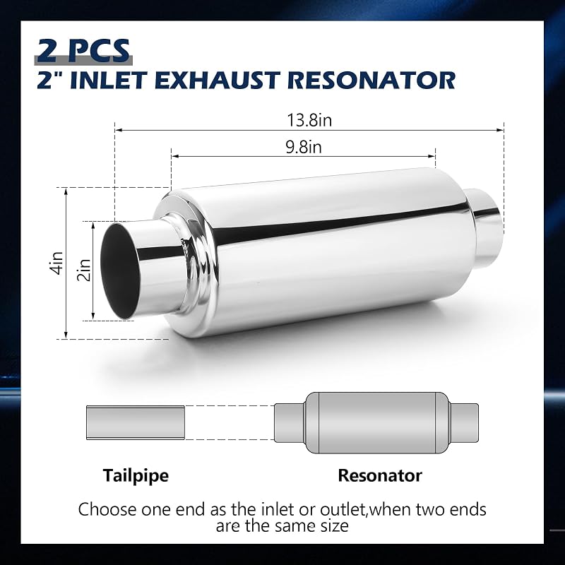 2 Pzas Resonador Escape Entrada 2 Salida 2 Acero Inox