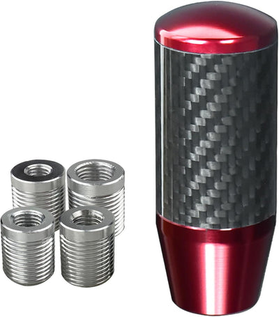 Pomo cambio fibra carbono 4 adaptadores aleación rojo manual