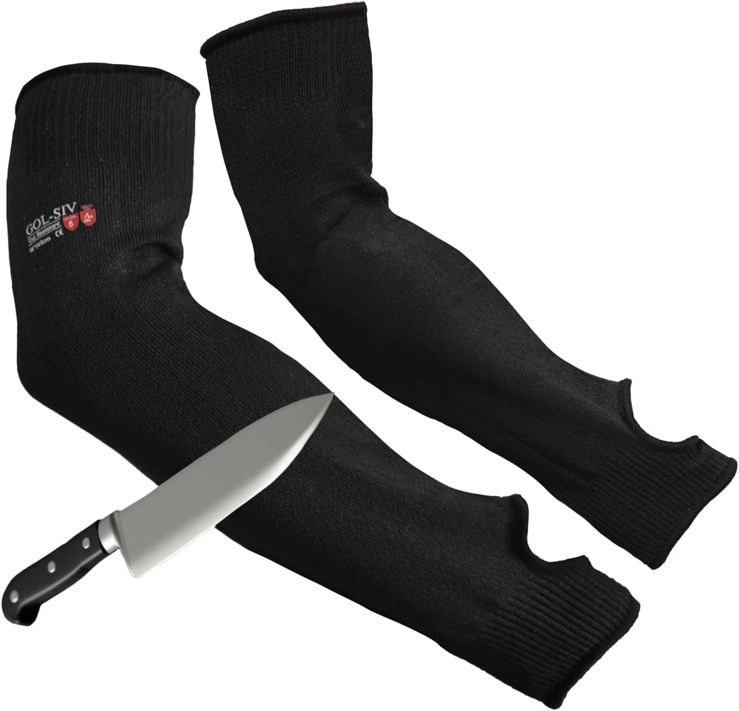 Protectores brazos piel fina mangas resistentes 17.7pulg negro
