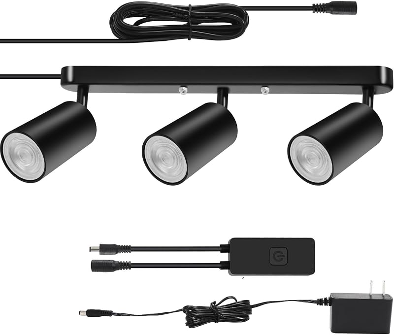 Iluminación riel enchufable con focos flexibles cocina sala