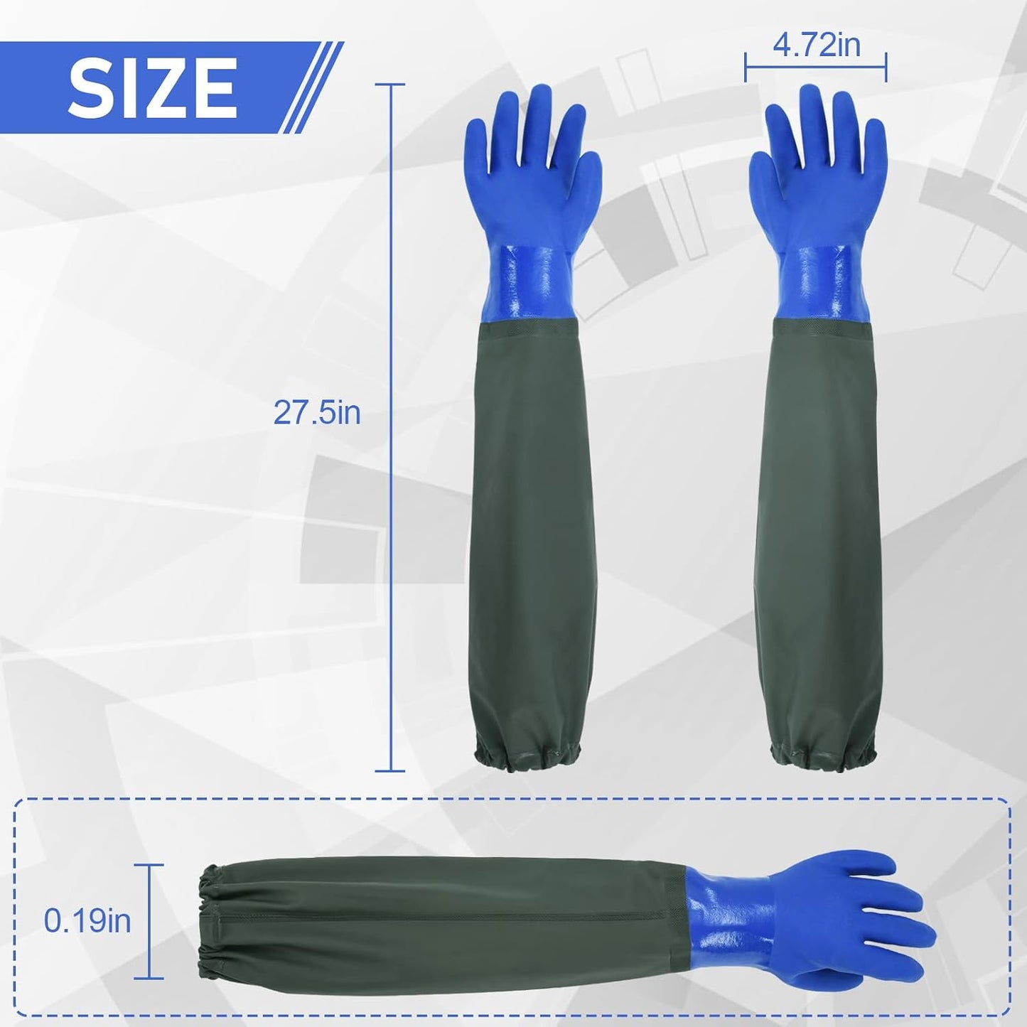 Guantes químicos impermeables reutilizables 28pulg