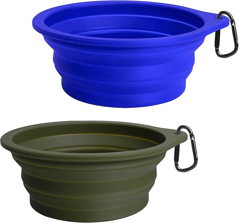 2 Pzas Tazones Silicona Plegables para Perros Viaje