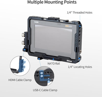 Jaula monitor Blackmagic 5pulg con abrazaderas HDMI USB-C
