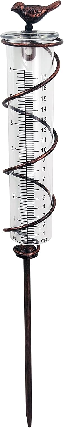 Medidor lluvia vidrio 7" hierro fundido jardín