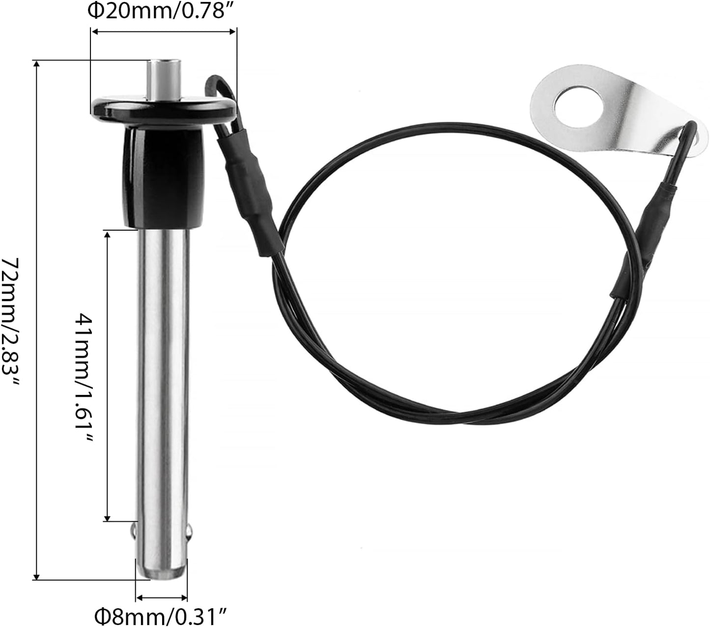 Pack 4 Pasadores Acero Inox 304 5/16pulg Botón Presión 41mm