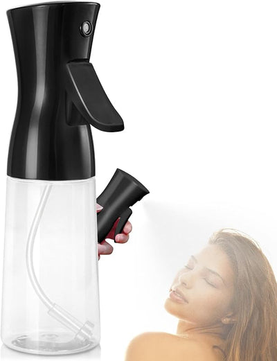 Botella spray cabello atomizador agua continuo 6.8oz Negro