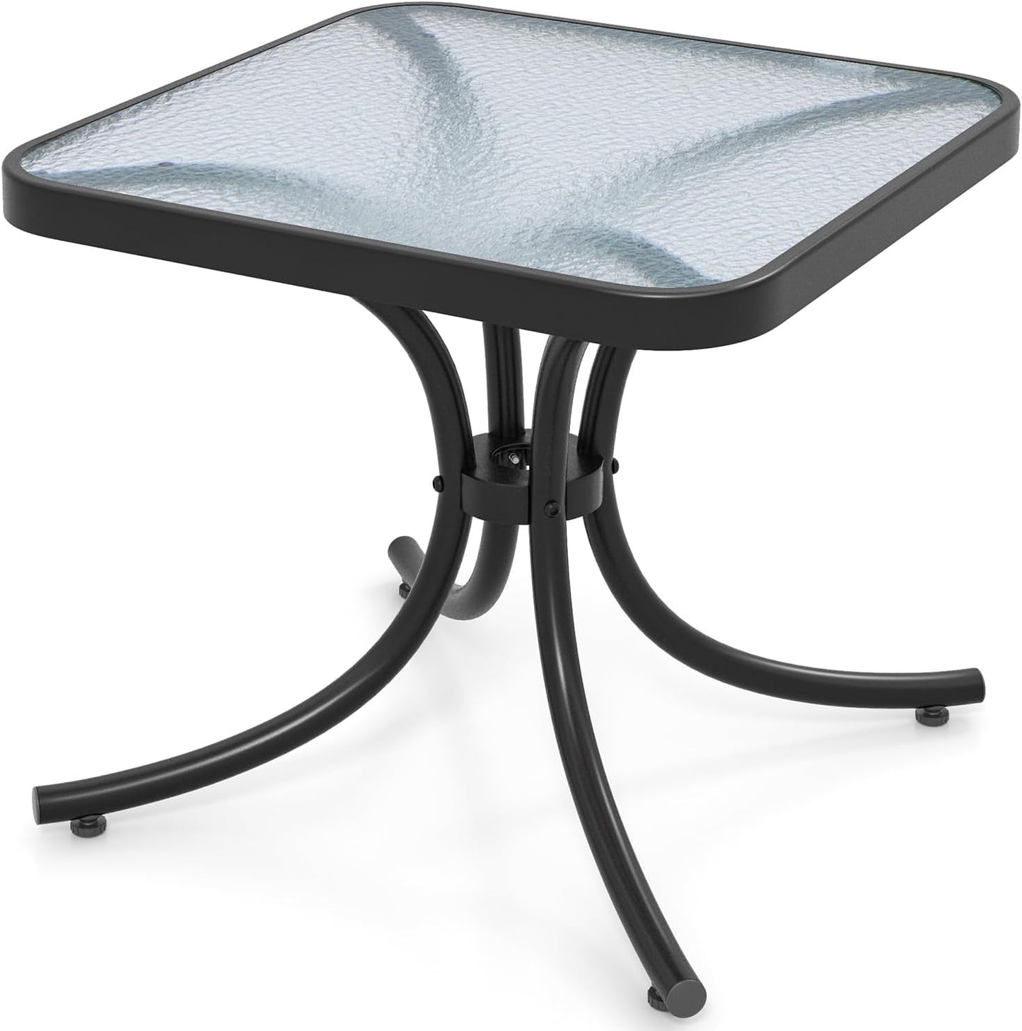 Mesa bistró patio 20" vidrio templado acero negro