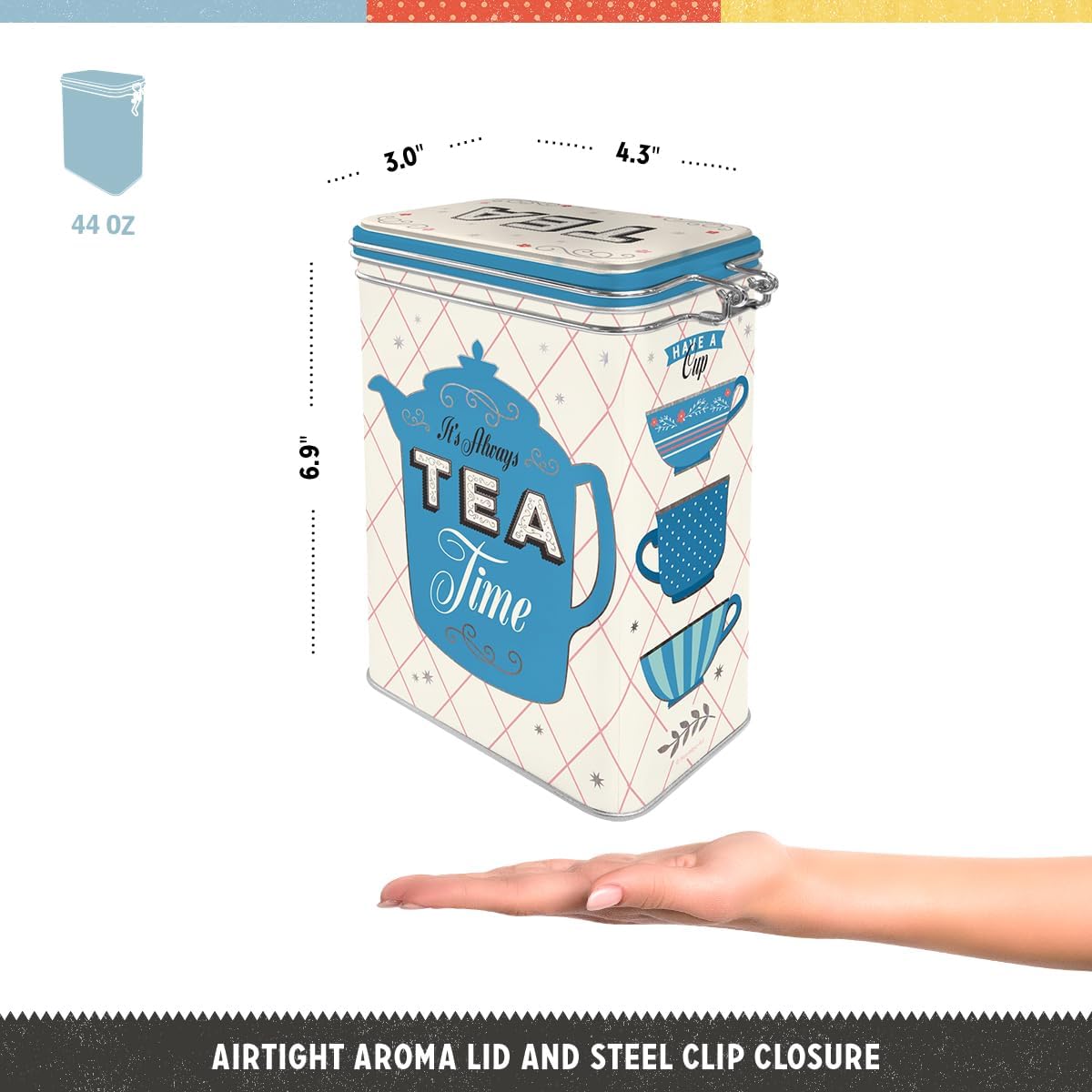 Caja lata té retro 44oz diseño vintage