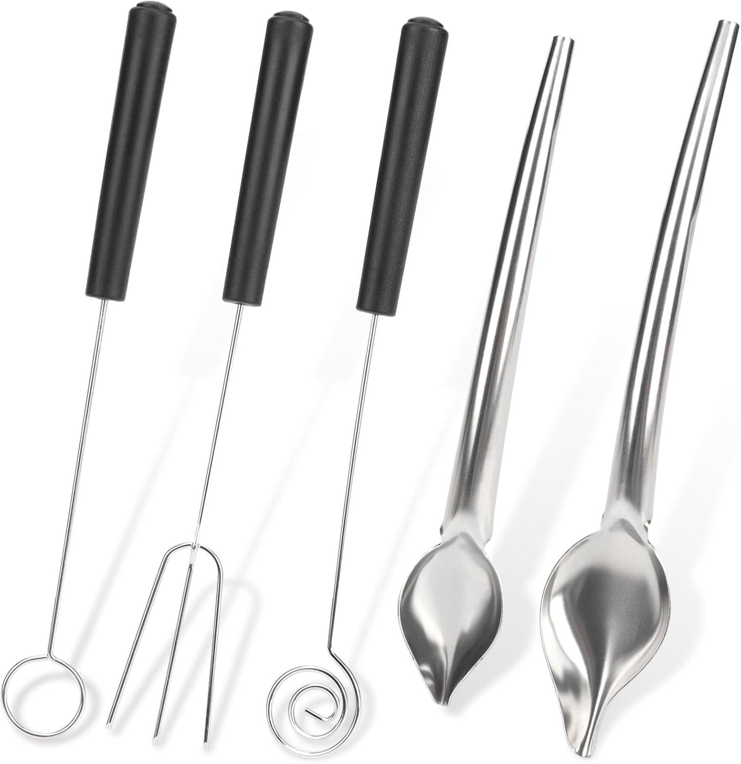Set 3 Tenedores Acero Inox y 2 Cucharas Espiral para Chocolate