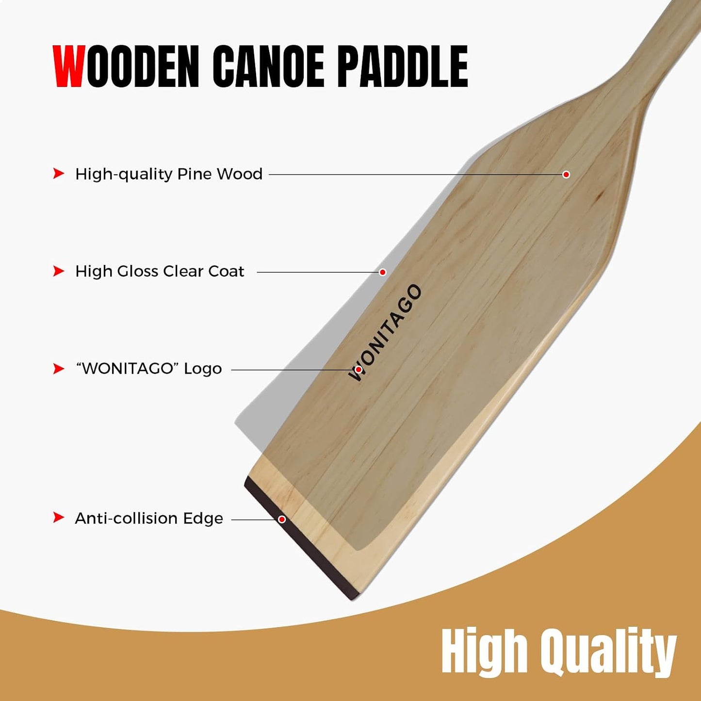 Remo madera canoa anticolisión 29.9" 48" 57.5"