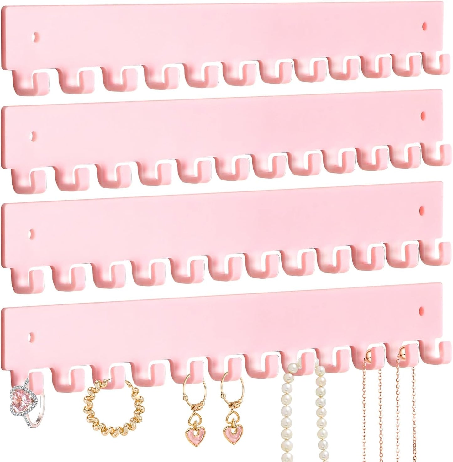 Soporte acrílico para collares 4uds con 12 ganchos