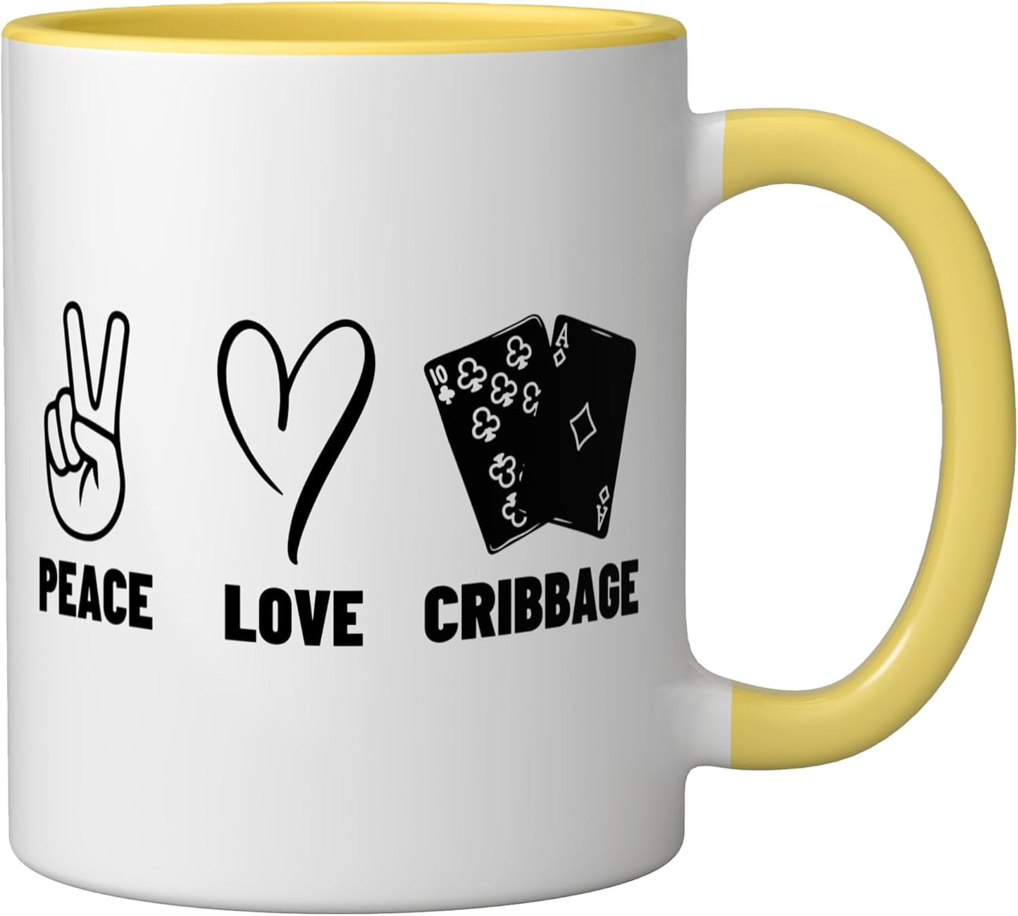 Taza Cerámica Juego de Cribbage Amarillo/Blanco