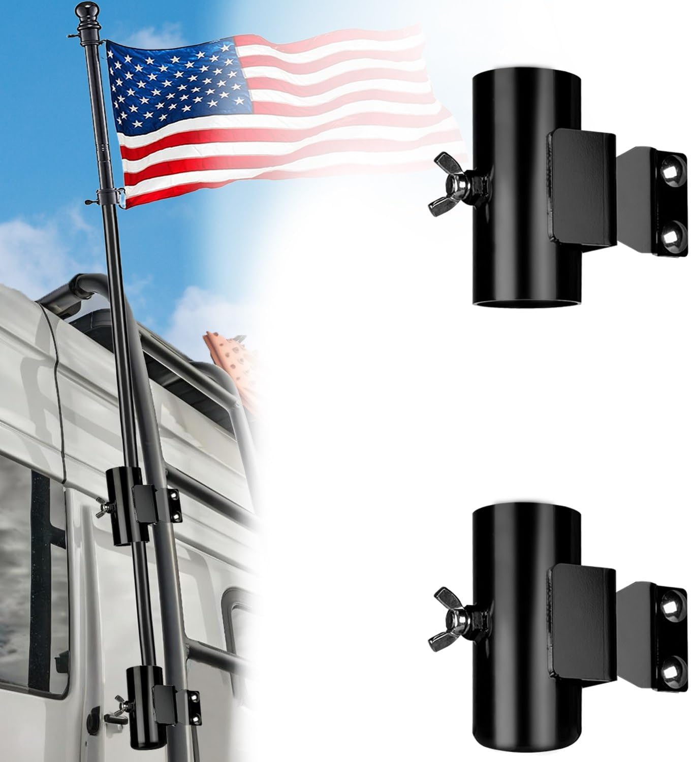 Soporte bandera RV ajustable escalera doble uso