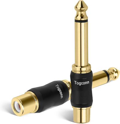 Adaptador RCA a 1/4pulg set 2 TS mono macho a RCA hembra oro
