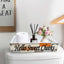 Cesta almacenamiento baño madera asa color naranja