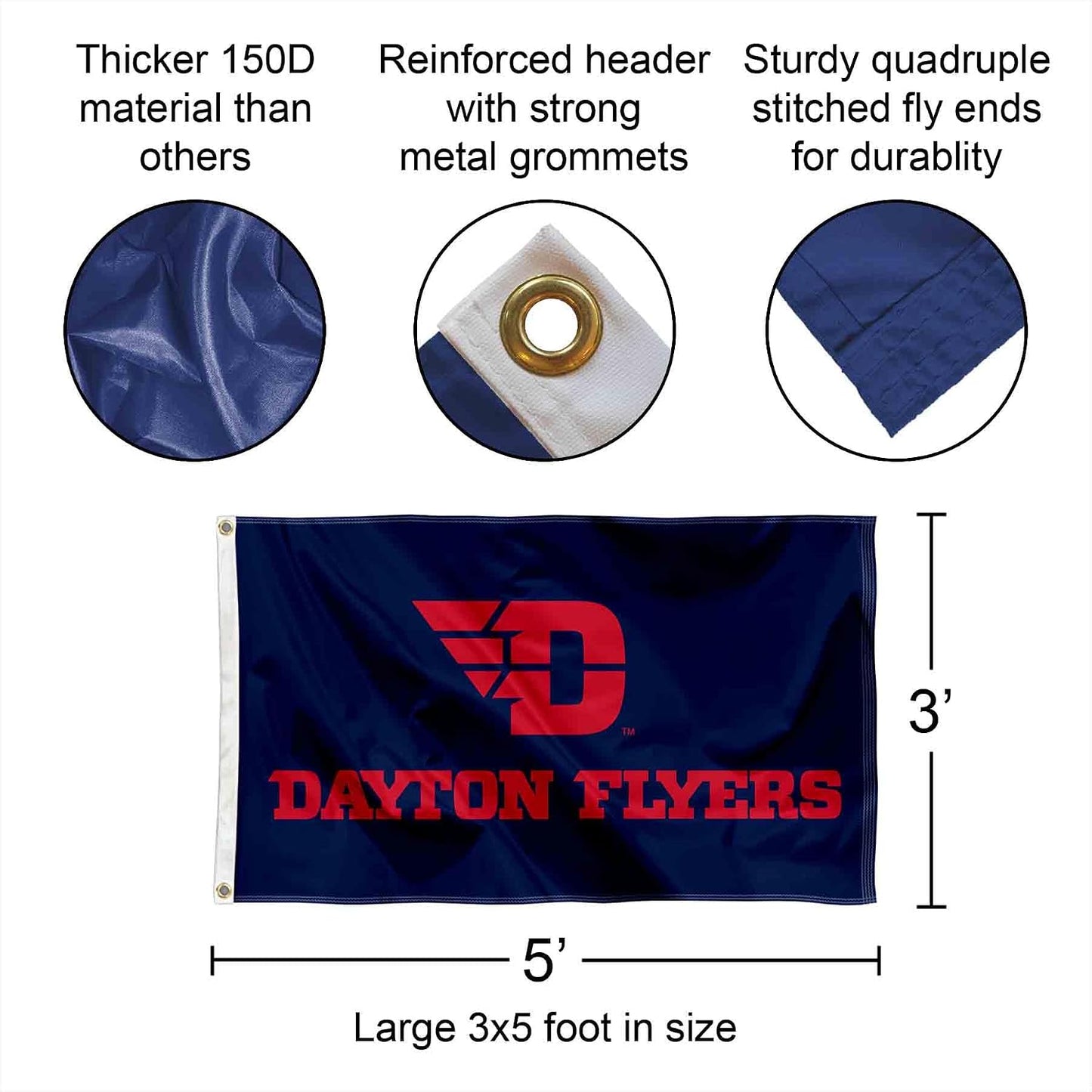 Bandera letras rojas Dayton Flyers