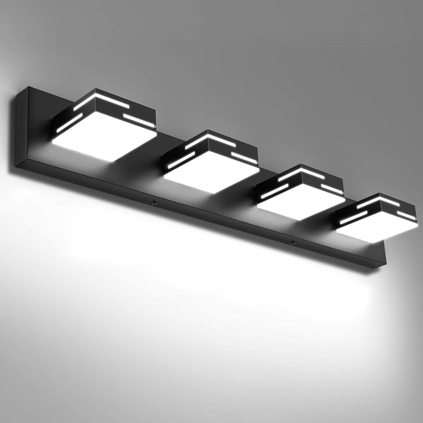 Lámpara Led Tocador Baño 30pulg 4 Luces Negro Mate Giratorio
