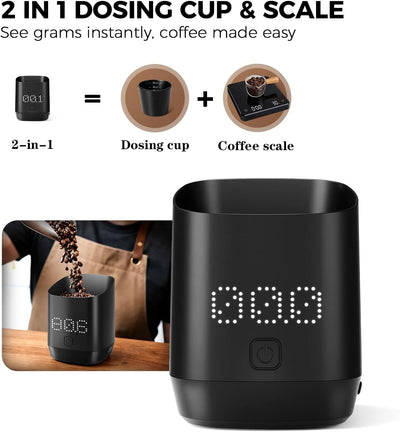 Báscula café dosificadora LED 0.1g IPX4 USB gramos oz