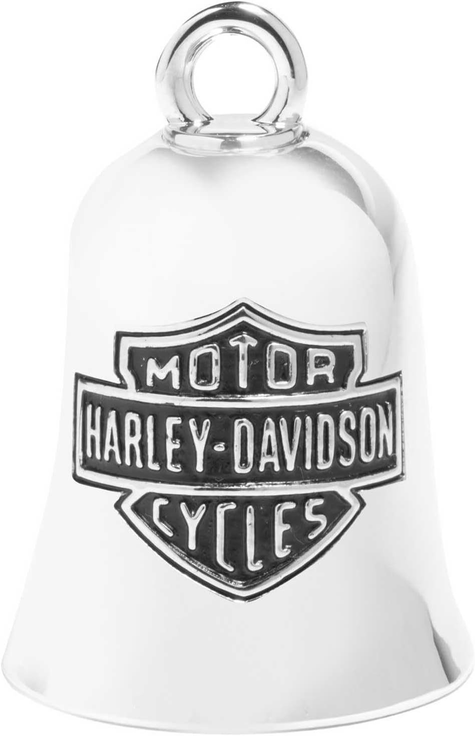 Campana Harley-Davidson plateada con logotipo Bar & Shield