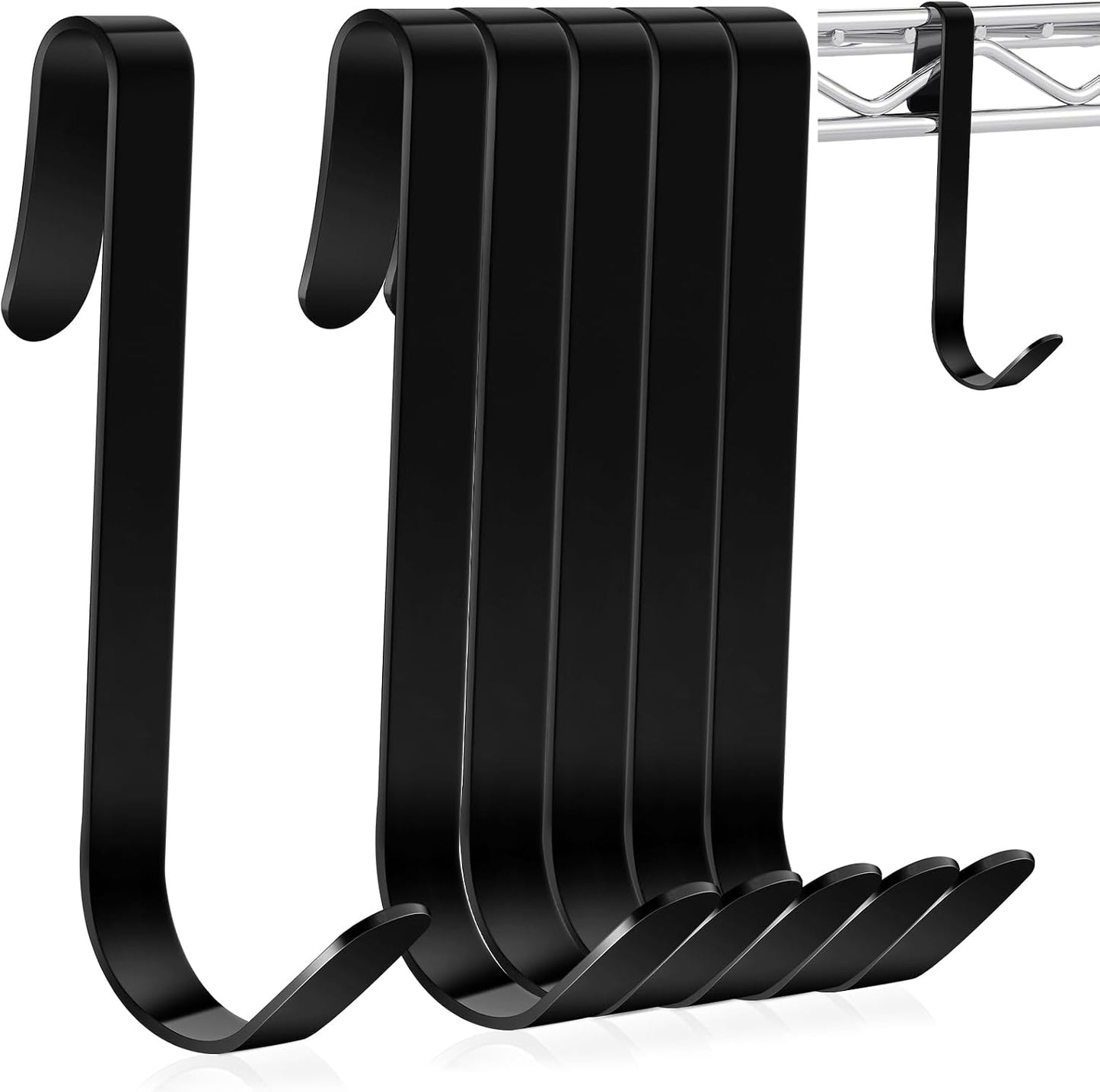6 Pzas Ganchos J Estantes Alambre 3.6" Metal Negro