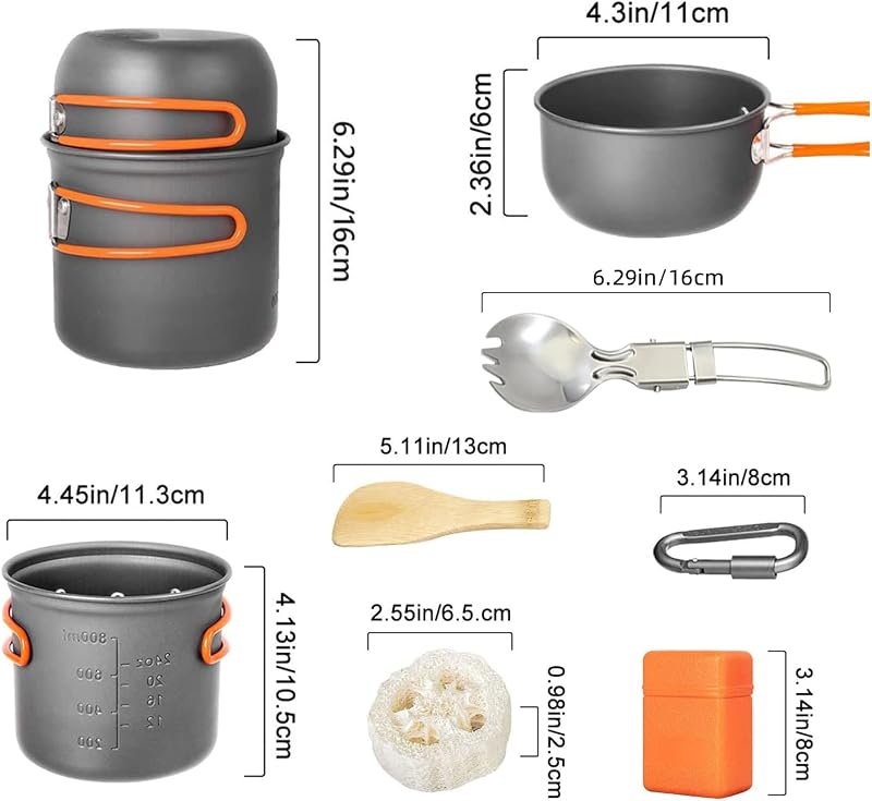 Juego utensilios cocina camping antiadherentes plegables ligeros