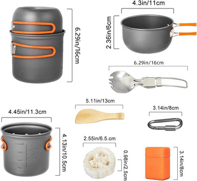 Juego utensilios cocina camping antiadherentes plegables ligeros