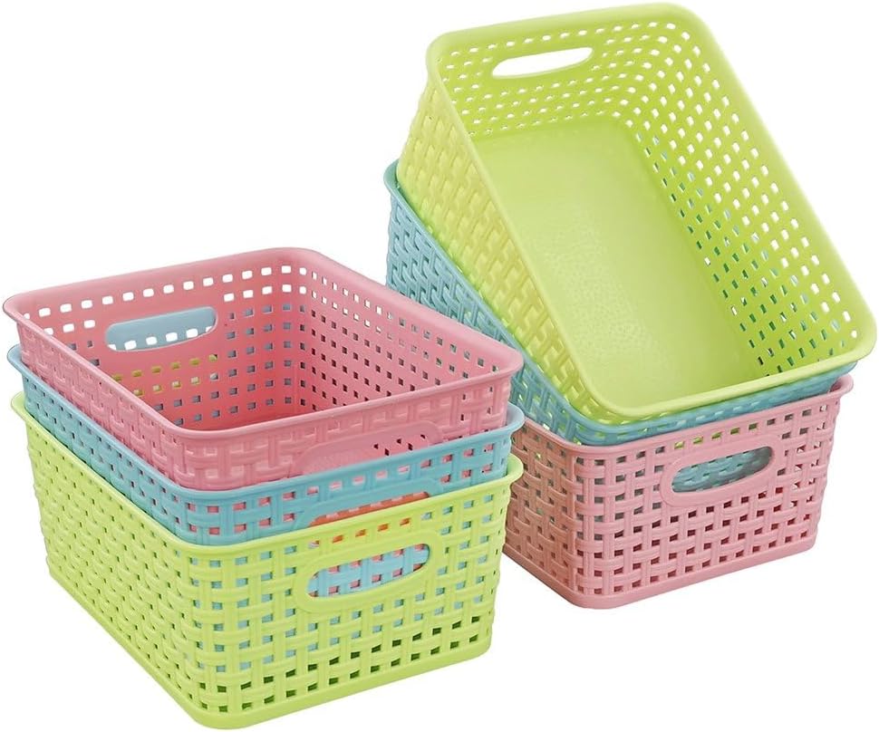 Cesta tejido plástico set 6 colores
